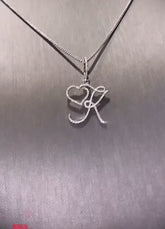 DIAMOND K PENDANT WITH CHAIN IN 10KW + GOLD CHAIN IN 10KY - White Carat - USA